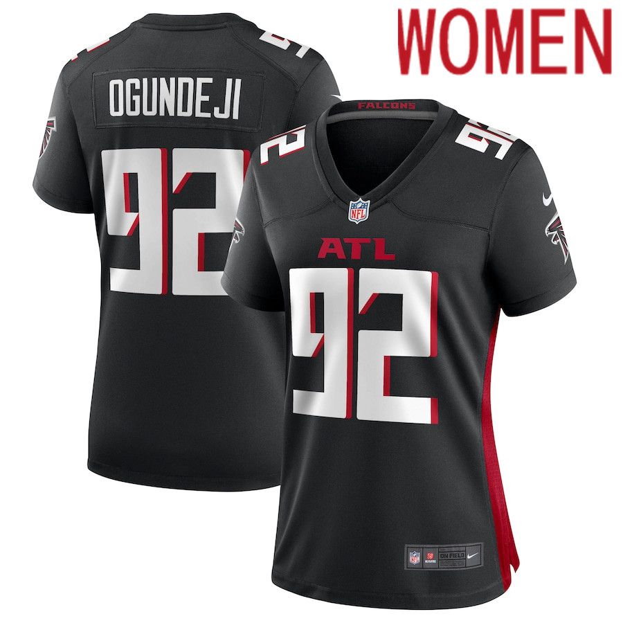 Women Atlanta Falcons 92 Adetokunbo Ogundeji Nike Black Game NFL Jersey